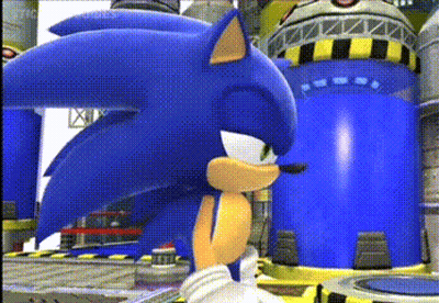 Sonic The Hedgehog In Front Of Blue Building GIF