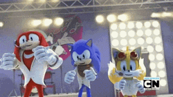 Sonic The Hedgehog In Suit Dancing With Knuckles And Tails GIF