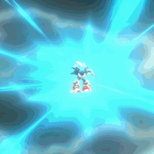 Sonic Flying Through Blue Lightning Storm GIF