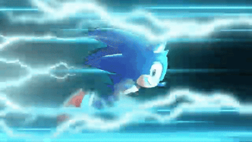 Sonic Flying With Lightning Behind GIF