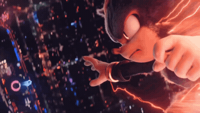 Sonic The Hedgehog Is Flying Through The Air With A Lightning Bolt Behind Him GIF