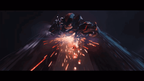 Sonic The Hedgehog Is Flying Through The Air With Sparks Flying Around Him GIF