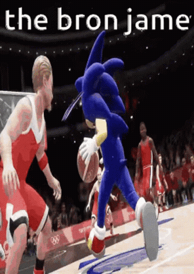 Sonic The Hedgehog Is Playing Basketball With A Basketball Player GIF