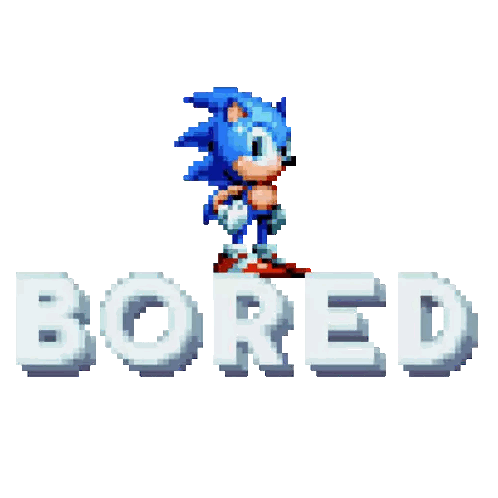 Sonic The Hedgehog Is Standing On The Word Bored Sticker