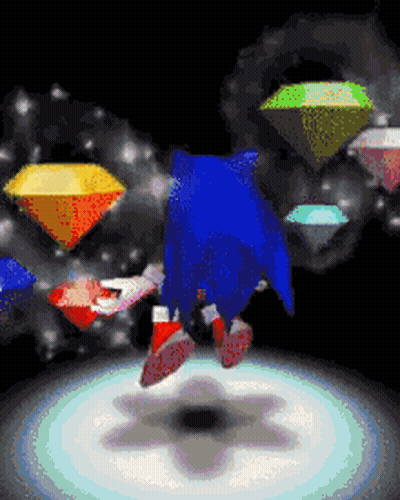 Sonic The Hedgehog Is Surrounded By Colorful Diamonds GIF