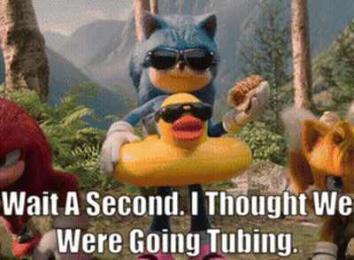 Sonic The Hedgehog Is Wearing Sunglasses And Holding A Rubber Duck In His Hand GIF