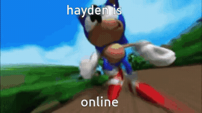 Sonic The Hedgehog Running Saying Hayden Is Online GIF