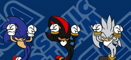 Sonic The Hedgehog Shadow The Hedgehog And Silver The Hedgehog Are Shown In A Cartoon GIF