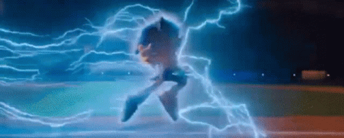 Sonic The Hedgehog Struck By Lightning In Movie GIF