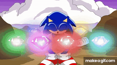 Sonic The Hedgehog Surrounded By Diamonds Saying Make A Gif.com GIF