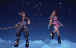 Sora And Kairi Joining Swords GIF