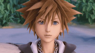 Sora From Kingdom Hearts Close Up Looking At Camera GIF