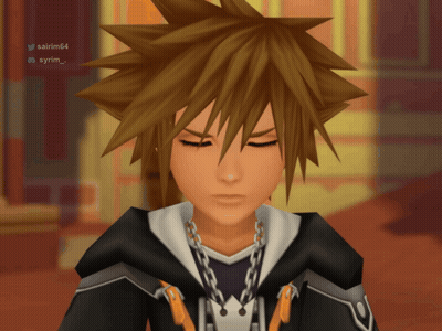Sora From Kingdom Hearts Close Up With Twitter Username Sairim64 GIF