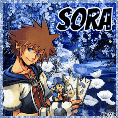 Sora From Kingdom Hearts Holding Mickey Mouse Crown GIF