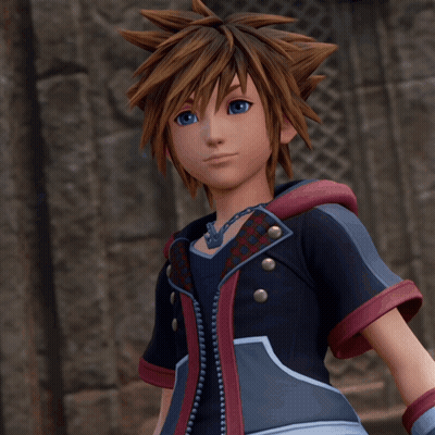 Sora From Kingdom Hearts Standing In Front Of Wall GIF