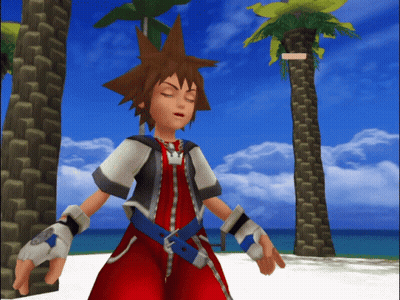Sora From Kingdom Hearts Standing On Beach GIF