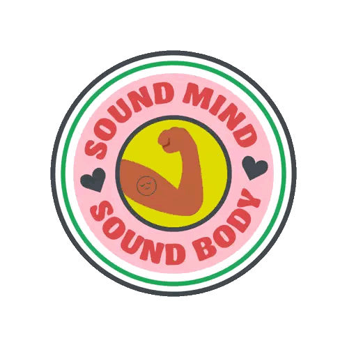 Sound Mind Sound Body Logo With Muscular Arm Sticker