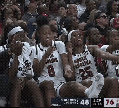 South Carolina Female Basketball Players On Bench GIF