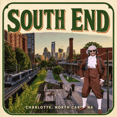 South End Charlotte North Carolina Poster With Man In Costume GIF