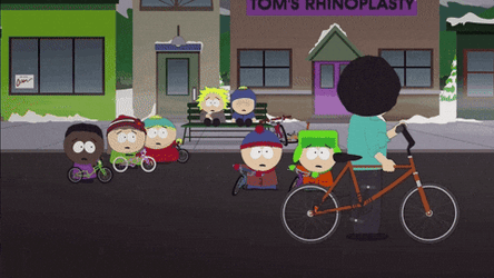 South Park Biking Then Falling GIF