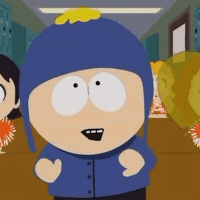 South Park Character And Cheerleader In Hallway GIF