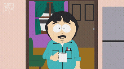 South Park Character Holding Coffee