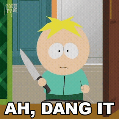 South Park Character Holding Knife Saying Ah Dang It GIF