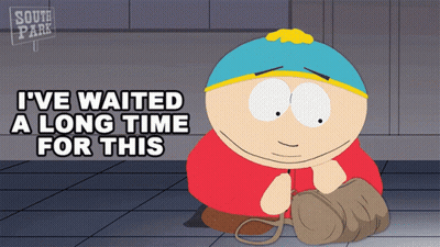 South Park Character Holding Purse Saying Ive Waited Long GIF
