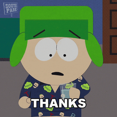 South Park Character Holding Water Says Thanks GIF