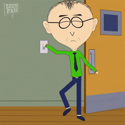 South Park Character In Front Of Yellow Door GIF