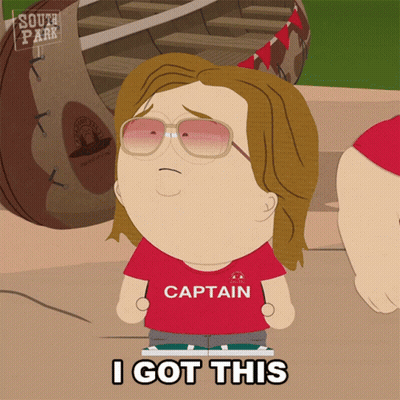 South Park Character In Red Shirt Saying Captain GIF
