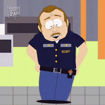 South Park Character In Security Uniform GIF