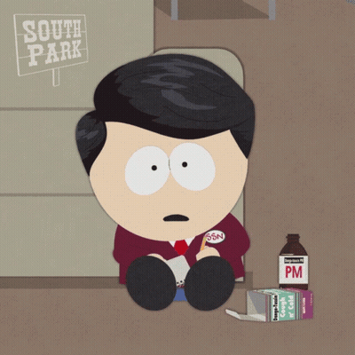 South Park Character Next To PM Medicine Bottle GIF