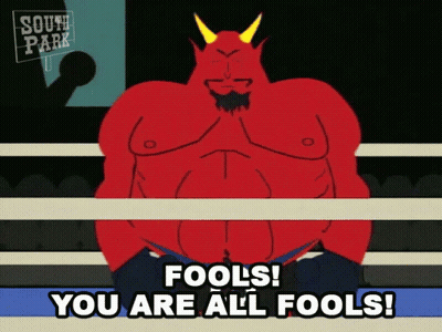 South Park Character Saying Fools You Are All Fools In Boxing Ring GIF