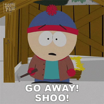 South Park Character Saying Go Away GIF