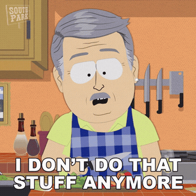 South Park Character Saying I Don't Do That Stuff Anymore GIF
