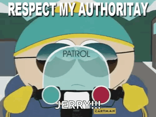 South Park Character Saying Respect My Authority Jerry GIF
