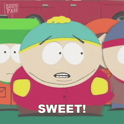 South Park Character Saying Sweet Next To Another GIF