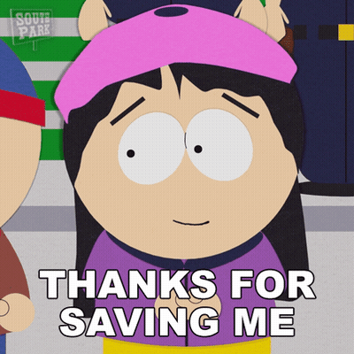 South Park Character Saying Thanks For Saving Me GIF