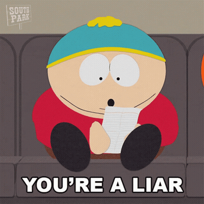 South Park Character Saying You're A Liar Holding Paper GIF