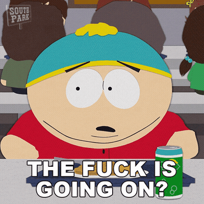South Park Character Says What The Fuck Is Going On With Soda Can GIF
