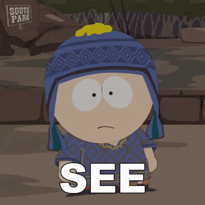 South Park Character Standing In Front Of Sign GIF