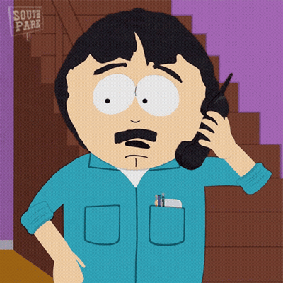South Park Character Talking On Cell Phone GIF