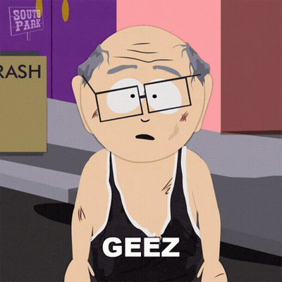 South Park Character Wearing Black Tank Top Saying Geez GIF