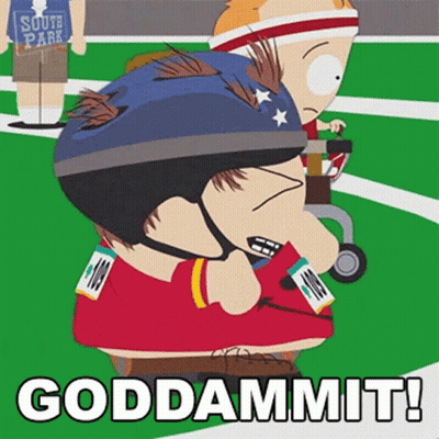 South Park Character Wearing Helmet Says Goddammit GIF