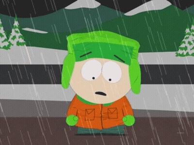 South Park Character With M On Jacket In Rain GIF