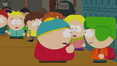 South Park Characters Around Trash Can GIF