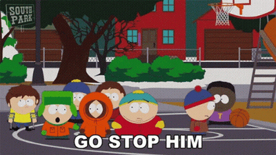 South Park Characters Basketball Court Go Stop Him GIF