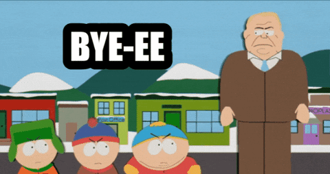 South Park Characters Bye-Ee Sign GIF