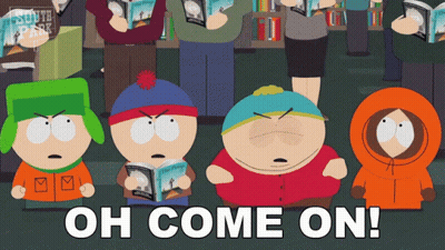 South Park Characters Holding Books Saying Oh Come On GIF